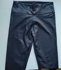 Skórzane spodnie ocieplane czarne damskie