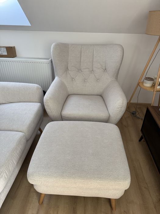 Zestaw mebli sofa Kelso, fotel, podnóżek/pufa