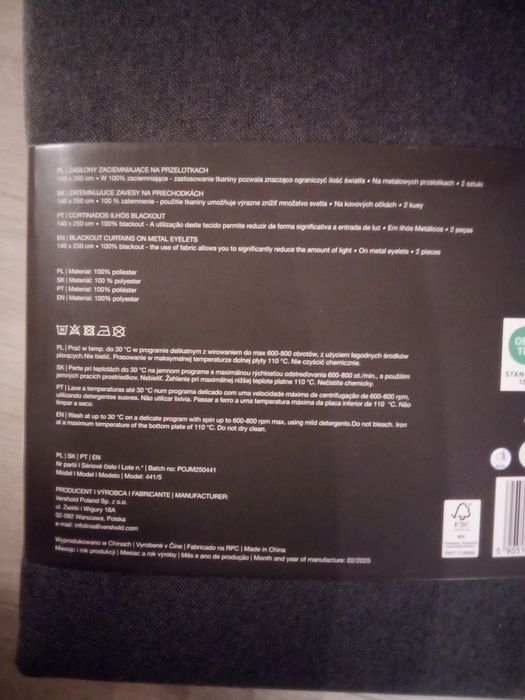 Dwie zasłony na kółkach SMUKEE szare grafitowe zaciemniające blackout