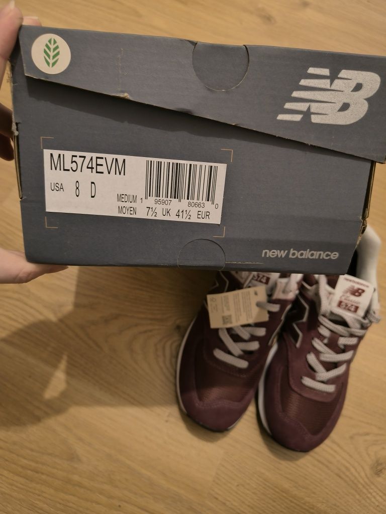 New Balance Sneakersy WL574EVM Bordowy 41,5