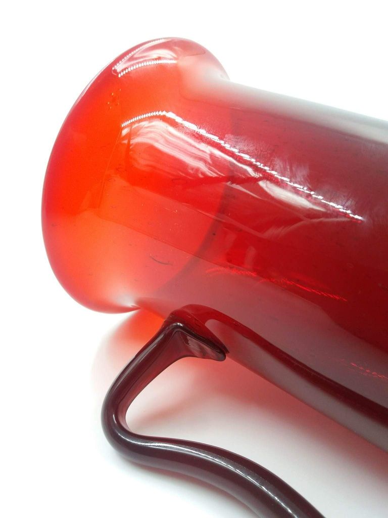 Piękny szklany rubinowy kufel profesora Horbowego Sudety prl
