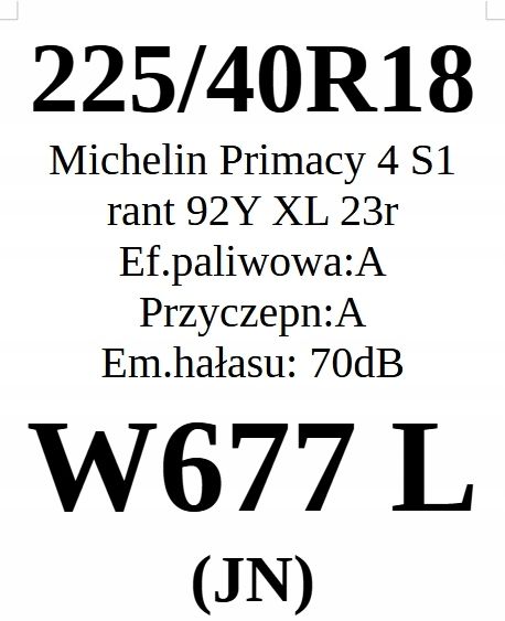 Opona 225/40/18 Michelin 2023r 3 Lata Gwar. 4 L