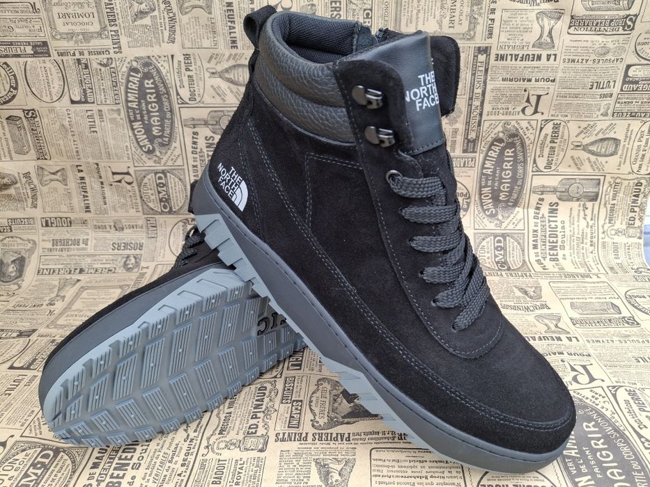 Мужские зимние кожаные прошитые кроссовки на молнии замке NORTH FACE