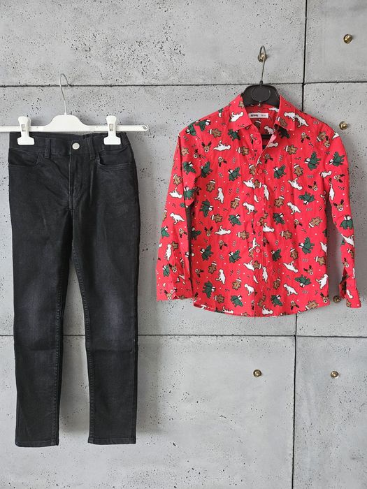 Świąteczna koszula i spodnie r.128