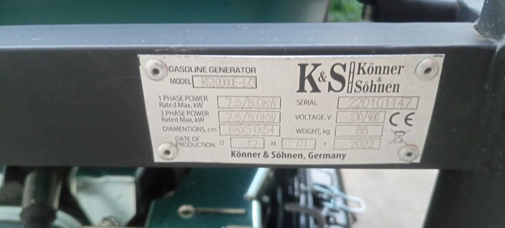 Бензиновий генератор Konner&Sohnen KS 10000E-1/3  220/380V Стан нового