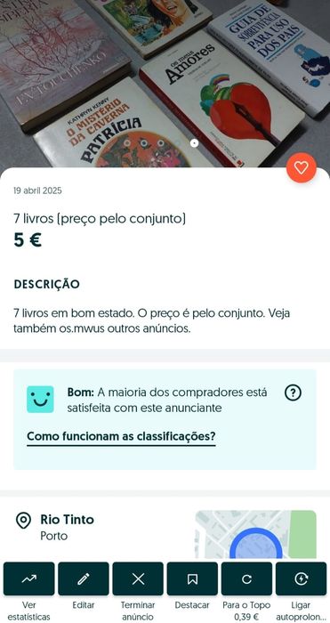 7 livros em bom estado