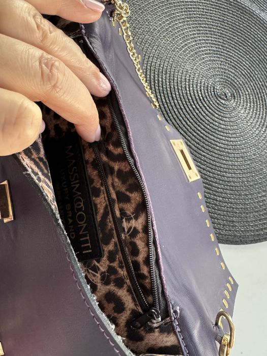 Torebka Massimo Contti kopertowka listonoszka fioletowa ćwieki