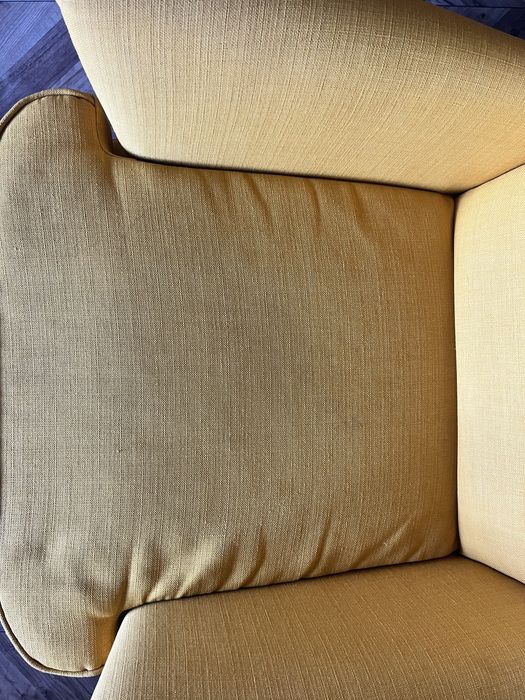 Fotel uszak ikea strandmon z 3 pokrowcami i podnóżkiem, żółty