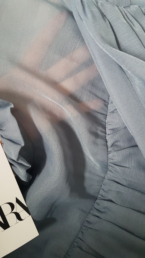 Sukienka dzianinowa transparentne rękawy Zara Nowa