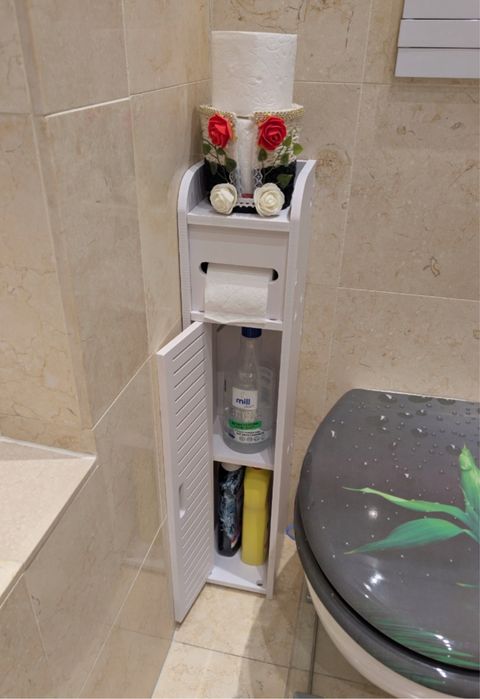 Szafka łazienkowa ażurowa na papier regał słupek stojak biały