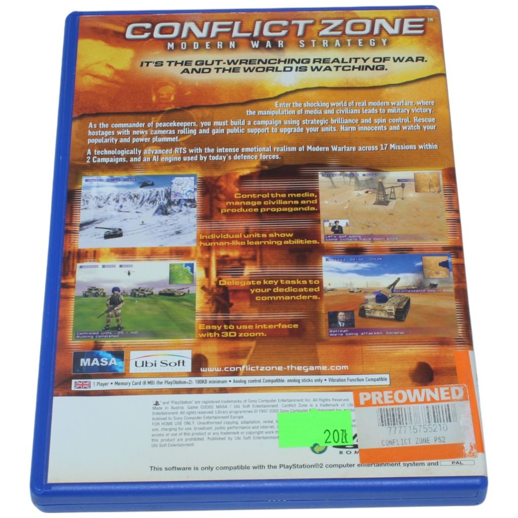 Conflict Zone Modern War Strategy PlayStation 2 PS2