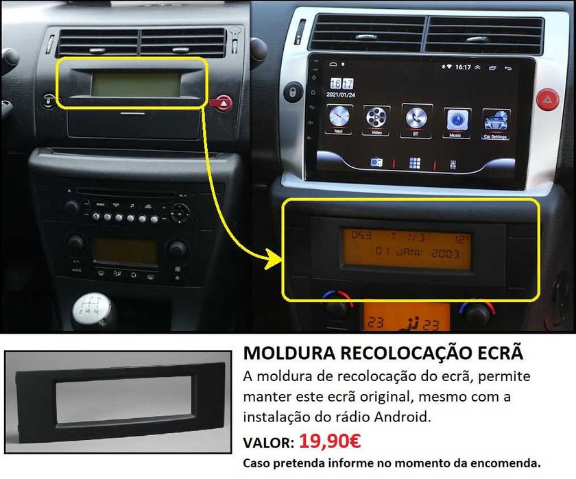 (NOVO) Rádio 2DIN • CITROEN C4 • (De 2004 até 2019) Android DS4 4+32GB