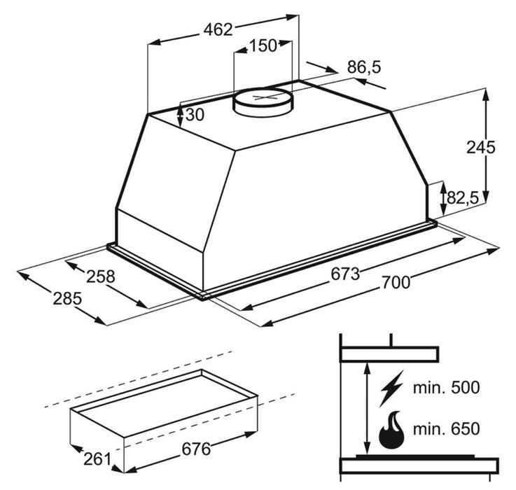 Okap AEG DGB3850M doskonale przylega do plyty kuchennej