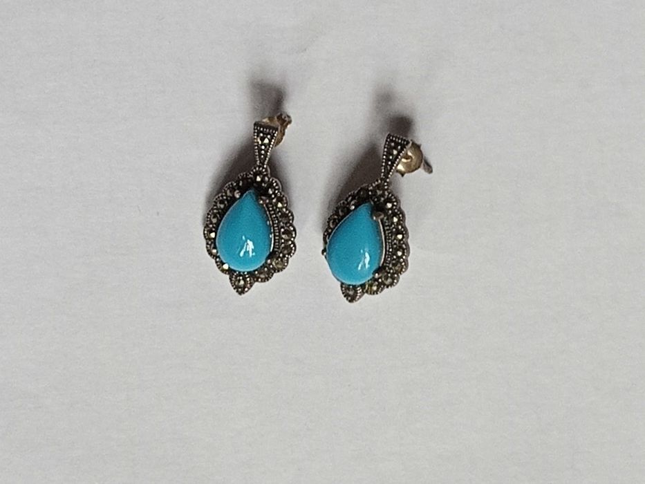 Серьги, капельное серебро, винтаж.