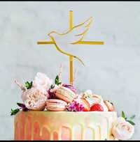 Topper chrzest pierwsza komunia dekoracje na ciasto, tort