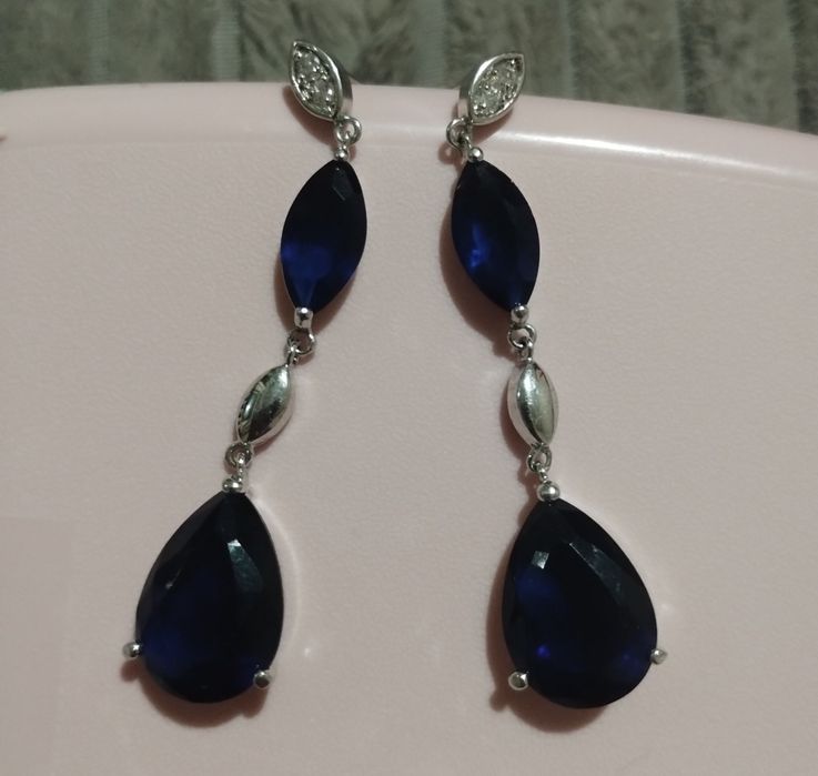 Сережки сріблясті з камінцями