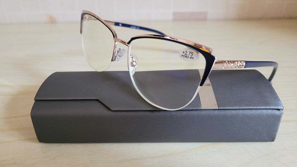 очки для зрения в металлической оправе (полуоправе)blueblocker