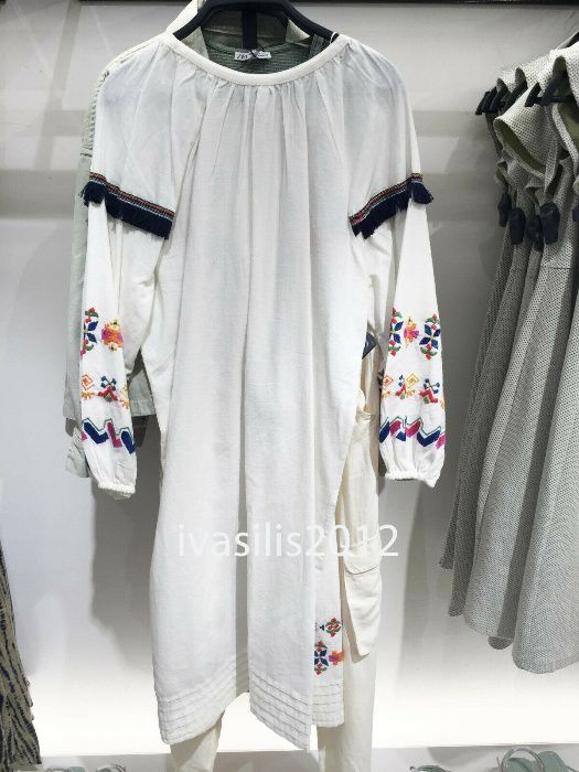 ZARA Luksusowa SUKIENKA z haftem len bawełna L