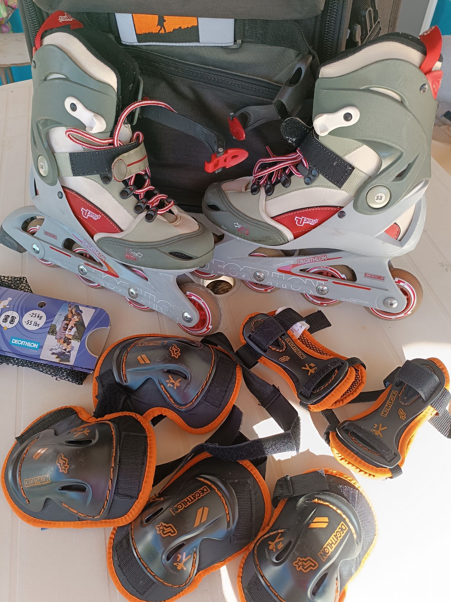 Patins, Proteções,Trolley e capacete
