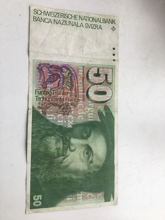 50frankow szwajcarskich banknot z lat 80 do 2000 w obiegu