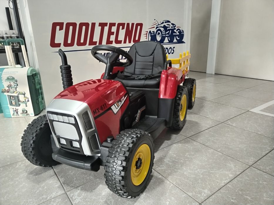 Trator Elétrico criança 12v rodas borracha assento alcochoado