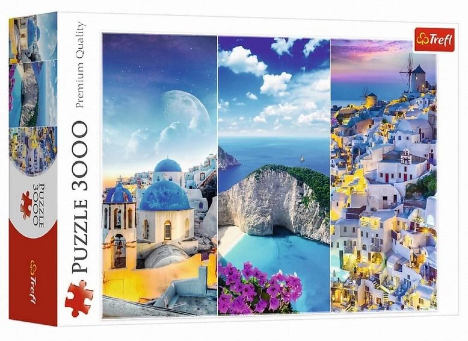 Puzzle 3000 Greckie wakacje TREFL pudełko,