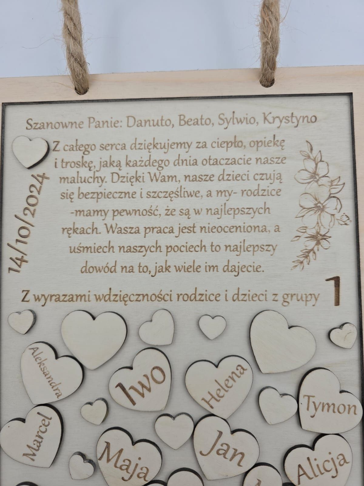 Tabliczka Ramka Zakończenie roku wierszyk imiona dzieci podziękowanie