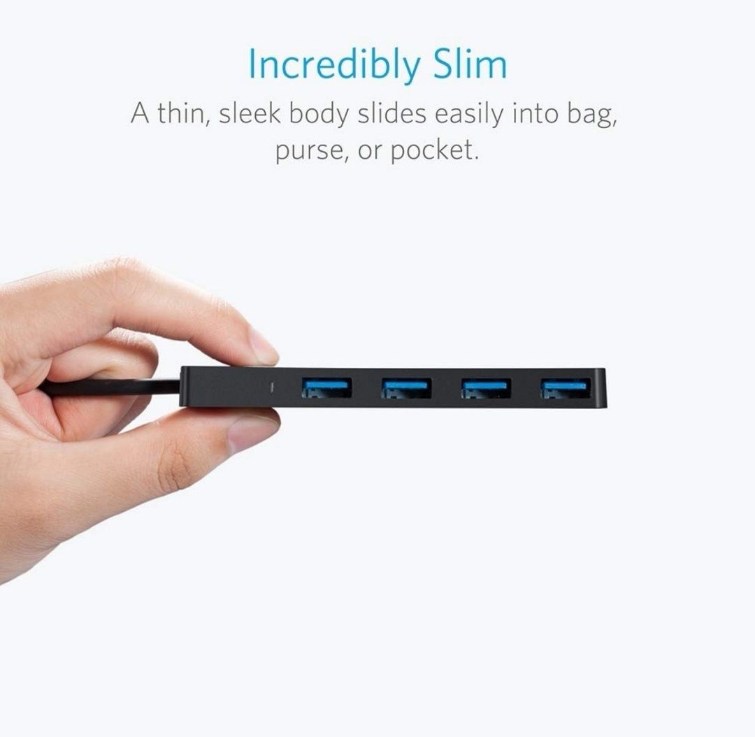 Anker AK-A7516 Usb Hub, 4 porty, Czarny port łącznik