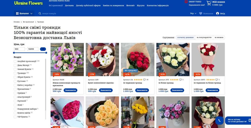 Готовий Інтернет Магазин Квітів