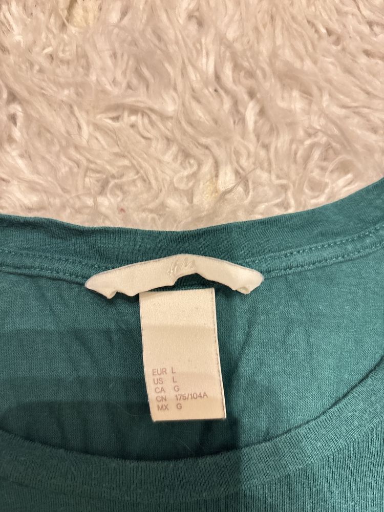 Bluzka t-shirt z krotkim rekawkiem zielona ananas cekiny h&m L 40