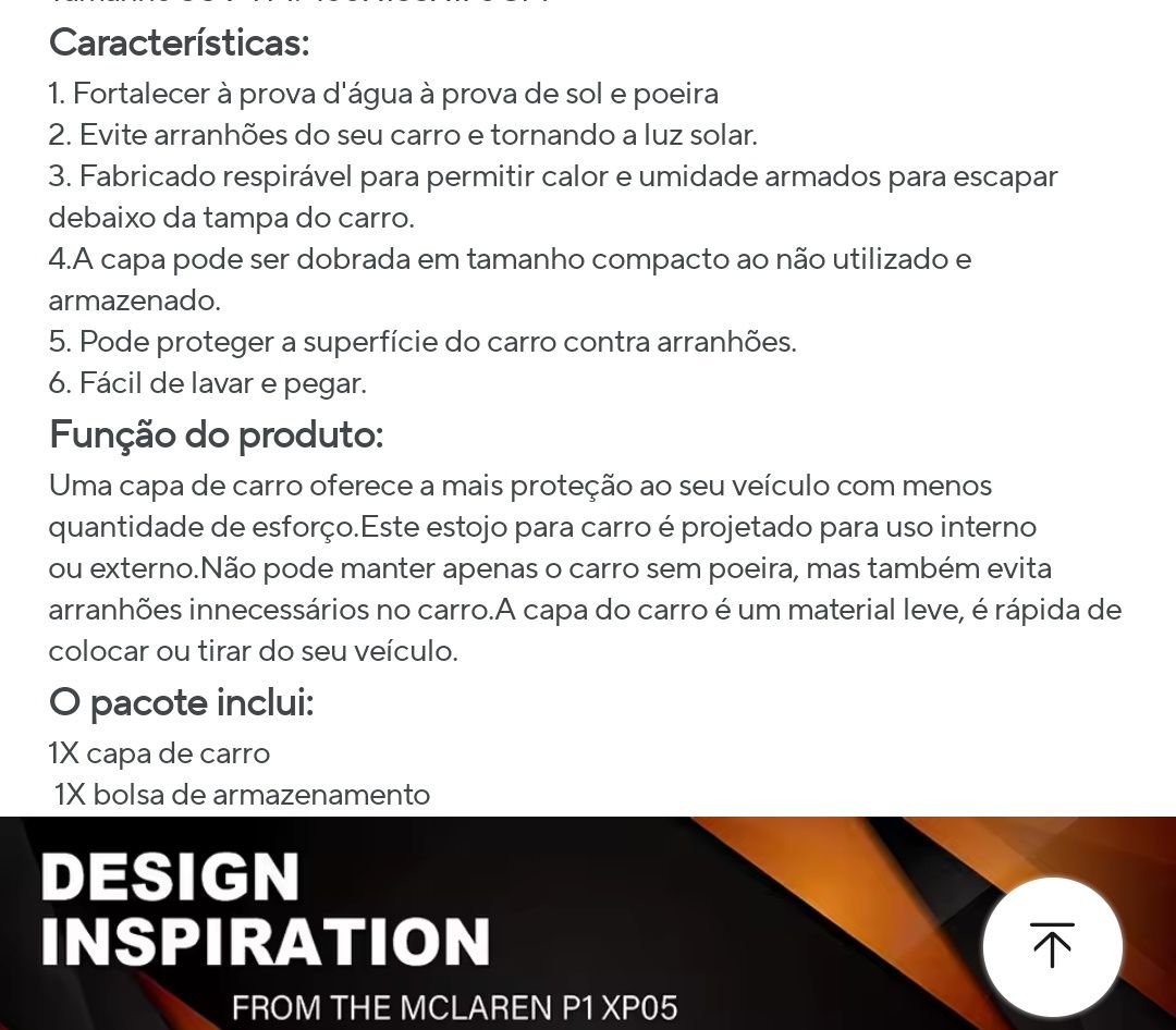 Cobertura proteção auto para berlina/sedan 4,9 metros. Nova