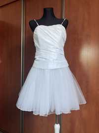 Biała sukienka na ramiączka z tiulowym dołem, White Sunday, rozmiar 36