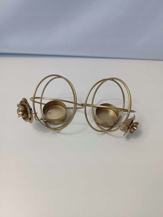LICHENGTAI Złoty Świecznik w stylu vintage na świeczki tealight 2szt