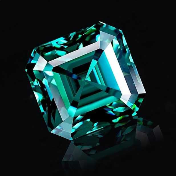 Diament Moissanit Szmaragd Asscher 7x7mm- 2CT VVS1-D
