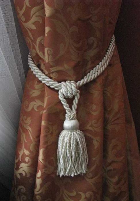 sznur do zasłon chwosty upinacz biały złoty 2 szt.