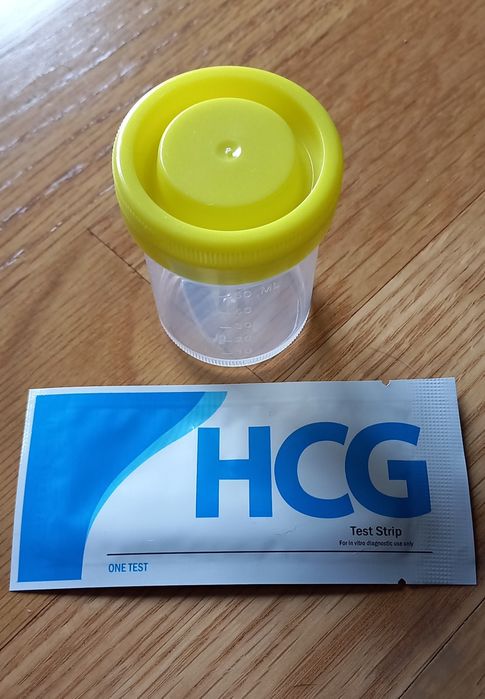 Testes de gravidez com copo de colheita