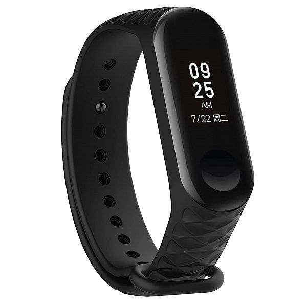 Silikonowa opaska zamienna do Xiaomi Mi Band 4 / Mi Band 3 black diamo