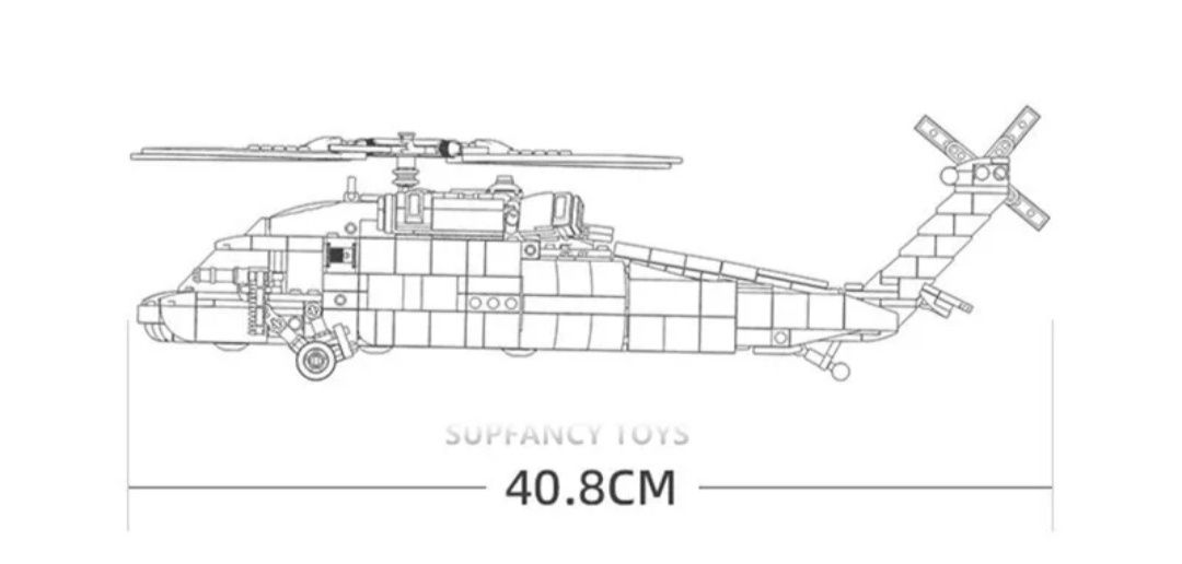 Детский конструктор вертолёт UH 60 боевой самолет Sluban 692 шт
