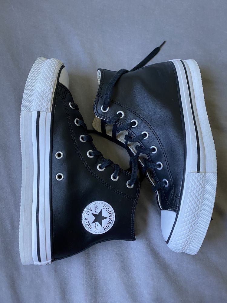 All star CONVERSE plataform black leather