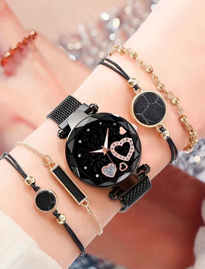 Nowy Damski zestaw zegarek kwarcowy+4 bransoletki