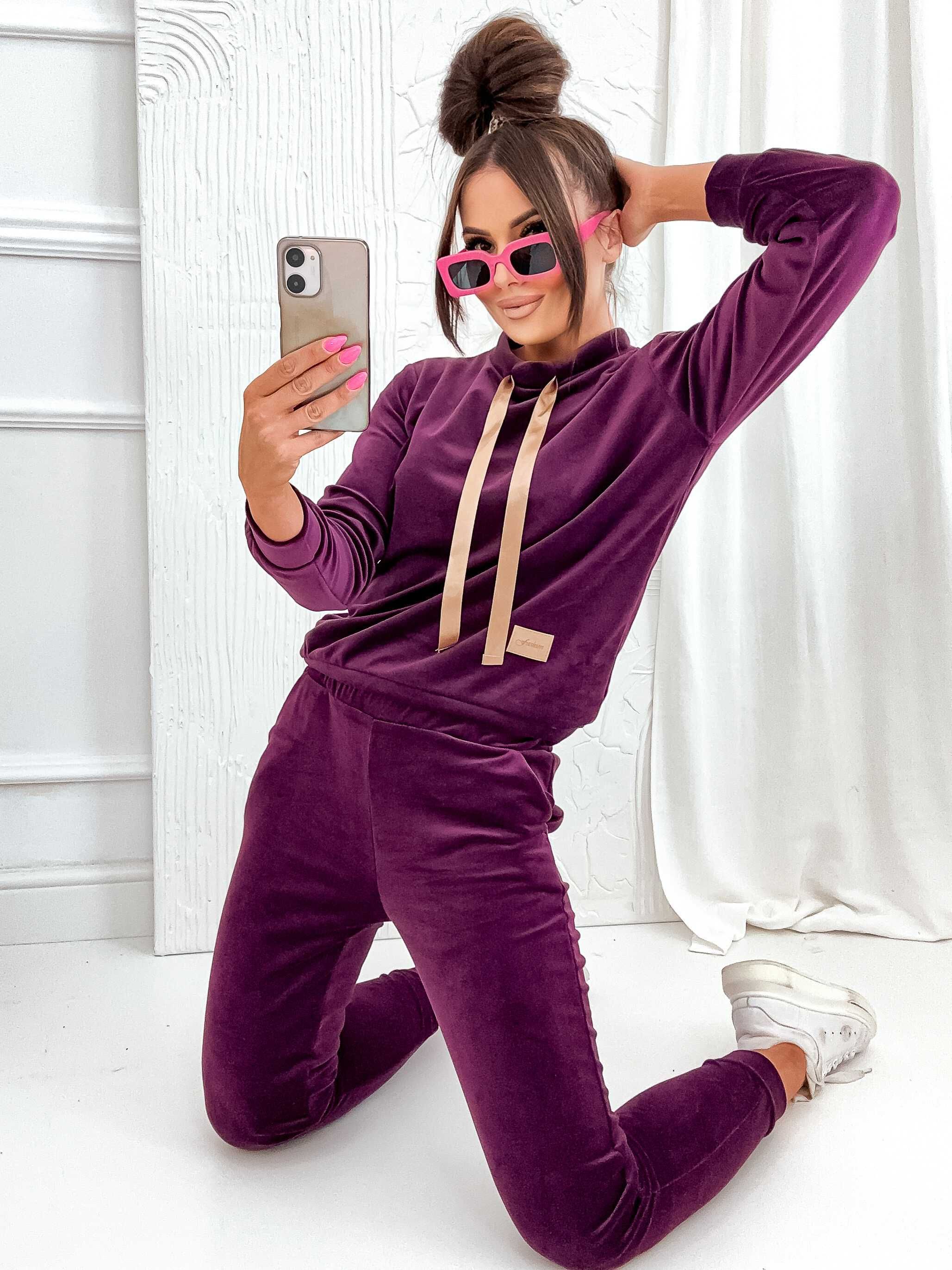Moon Dres Welurowy bordo Elise rozmiar S M L XL