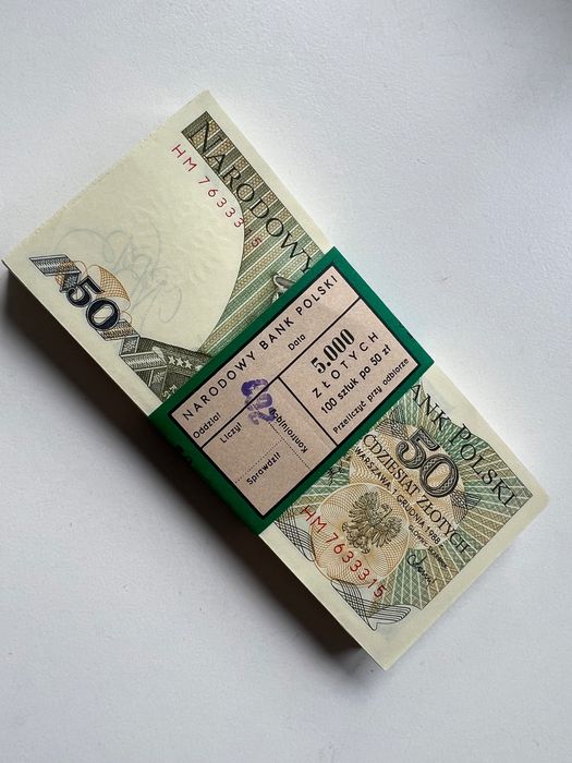 Paczka bankowa banknoty PRL 50 zł - 100 sztuk