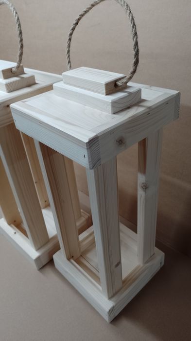 Lampion 2szt drewniany duży 47cm z drewna stroik baza kompozycja eko