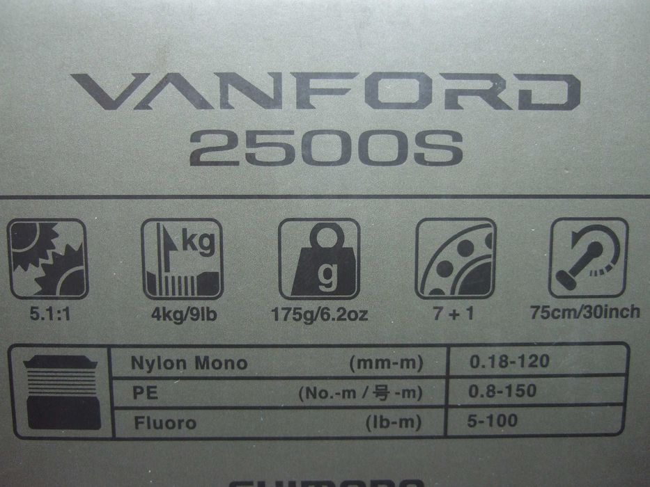 Котушки Shimano Cardiff, Complex, Soare та Vanford.