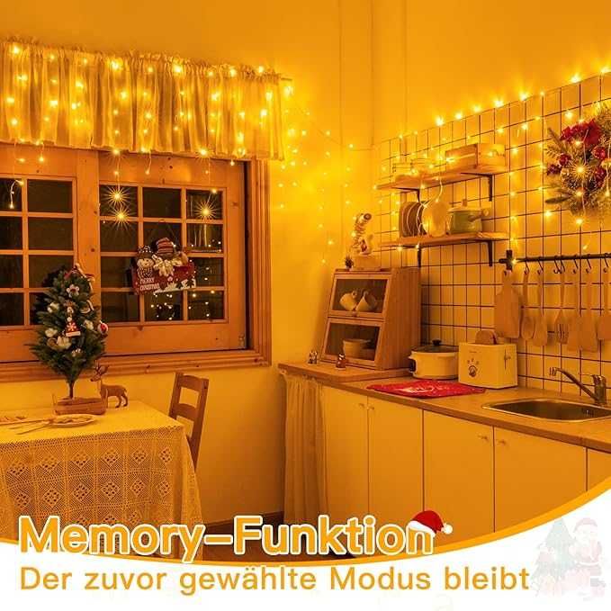 Zewnętrzne lampki LED 12 m, 486 szt., Timer, Pilot, IP44, Ciepła biel