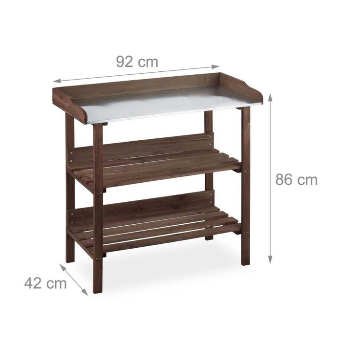 Stół do uprawy roślin drewniany regał z metalowym blatem do szklarni