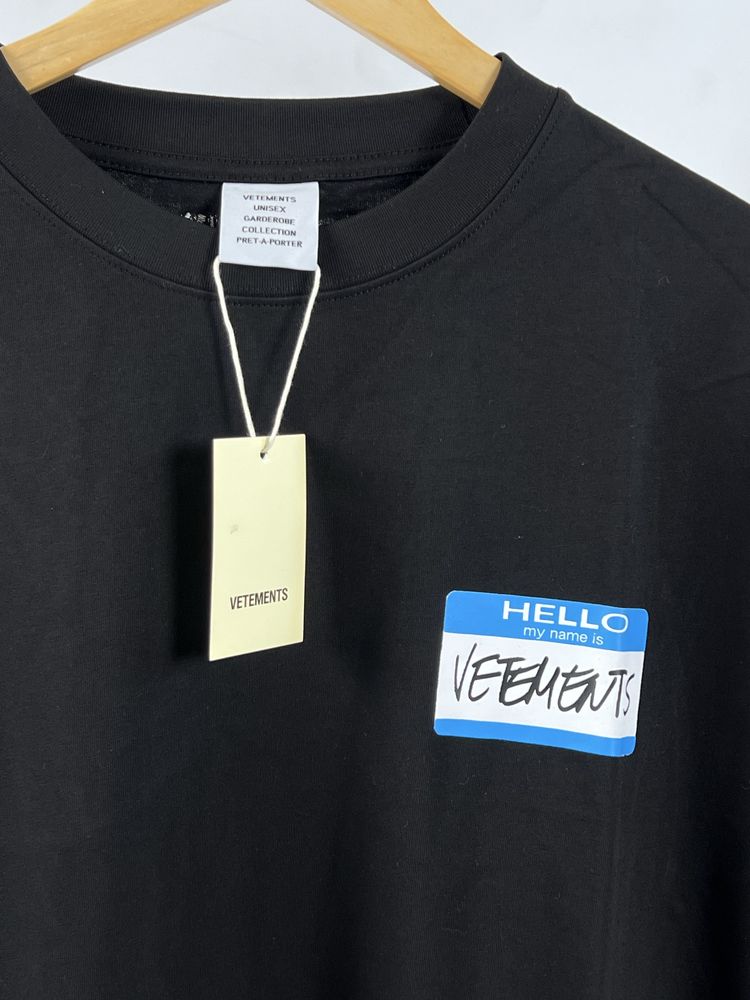 M-XXL | Футболка Vetements Black 'Hello My Name Is Vetements'