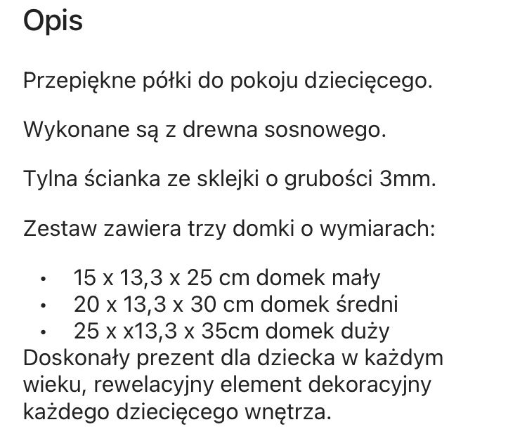 Półki domki sosnowe