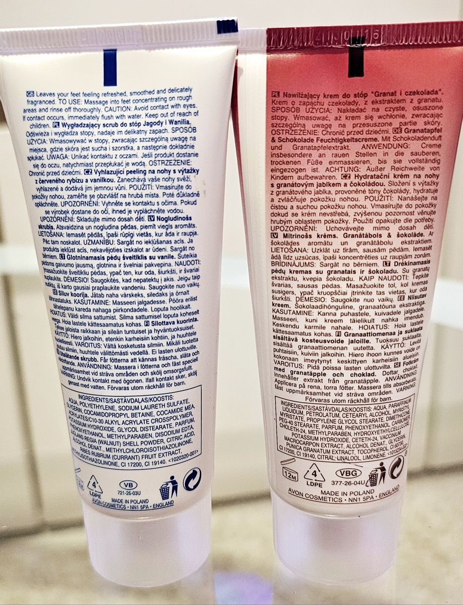 Scrub do stóp Wanilia 75 ml i krem do stóp Granat 75 ml, Avon