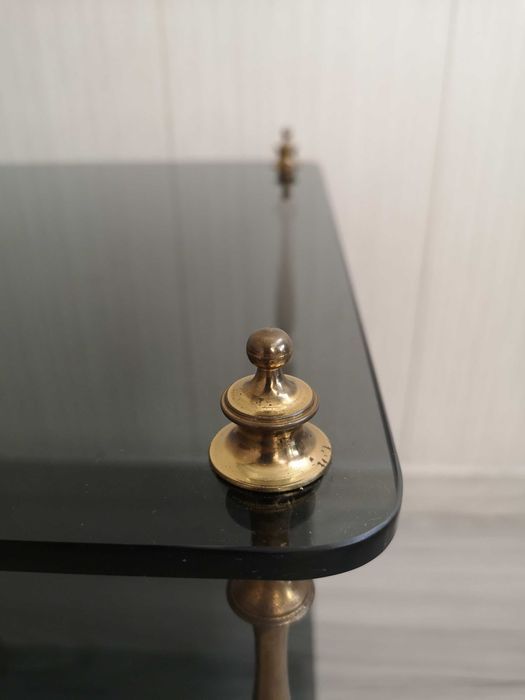 stolik mosiężny mosiądz złoty 45x45x48 szkło